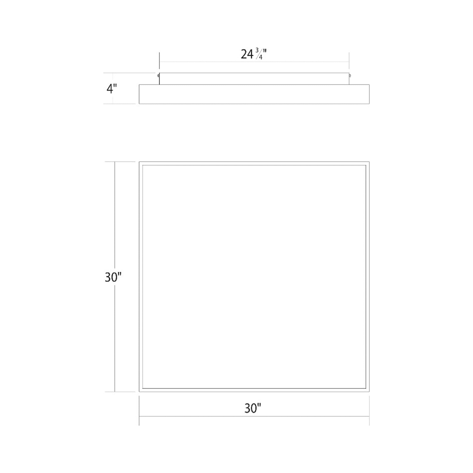 Pi Square LED Flush Mount Ceiling Light - line drawing.