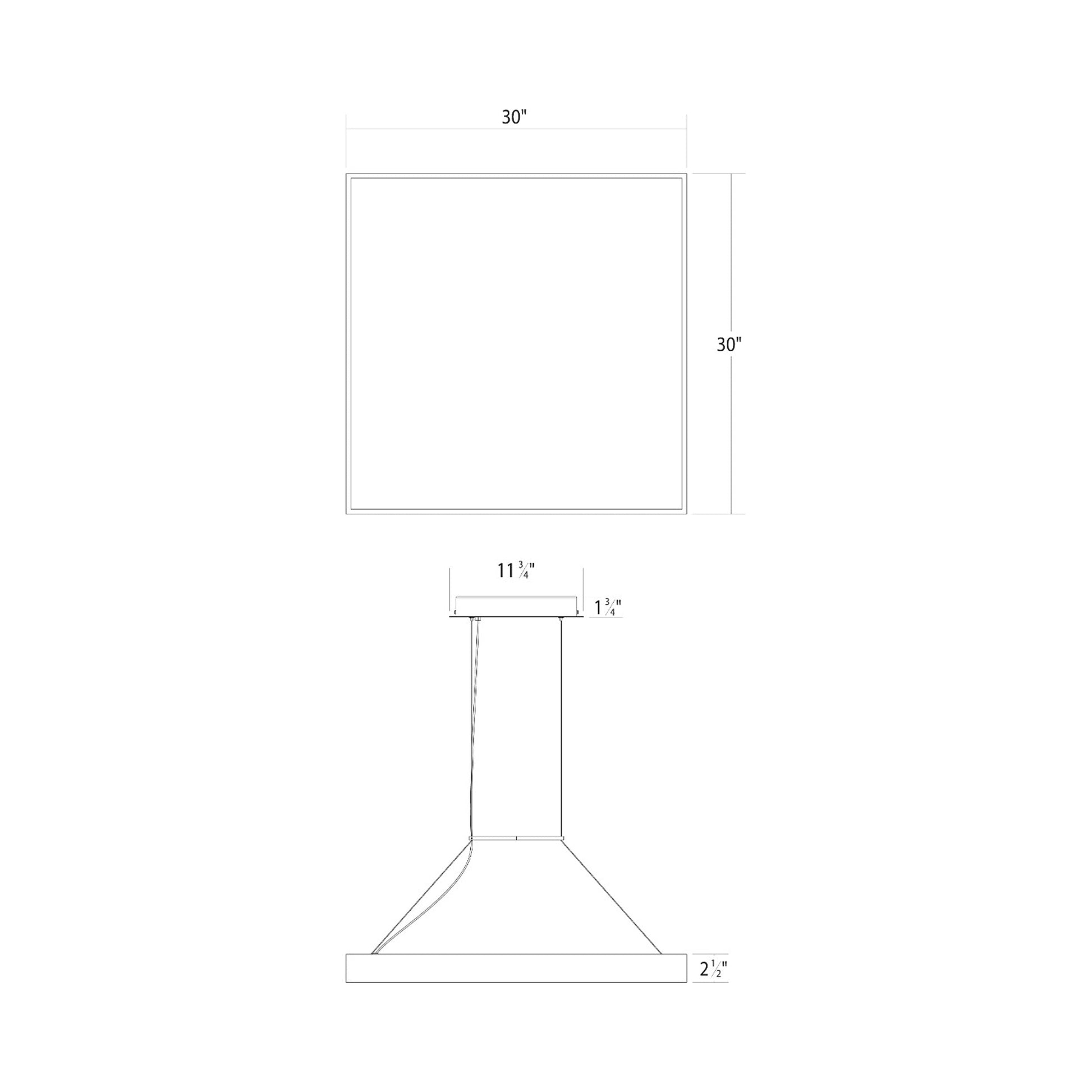 Pi Square LED Pendant Light - line drawing.