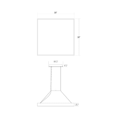 Pi Square LED Pendant Light - line drawing.
