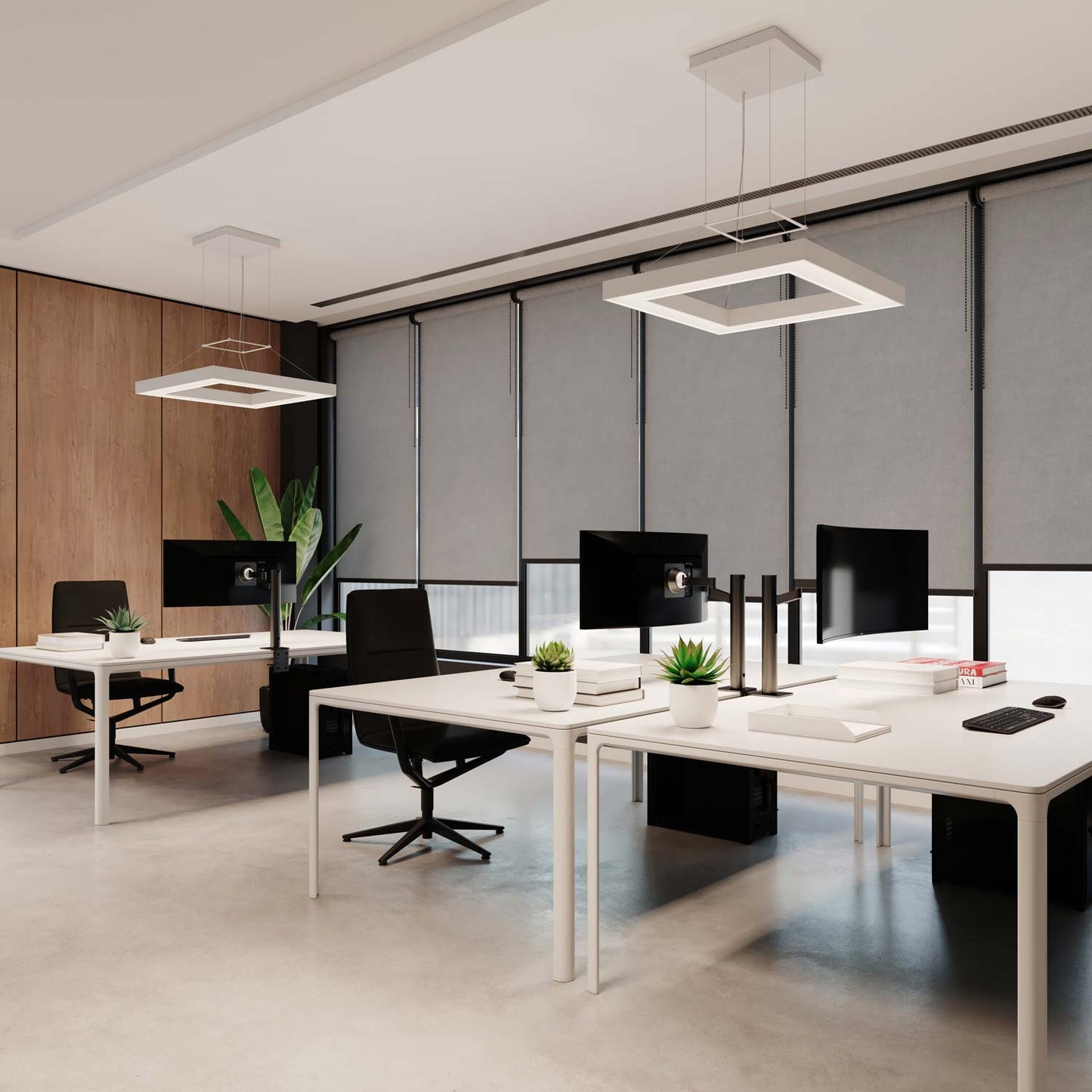 Pi Square LED Ring Pendant Light in office.