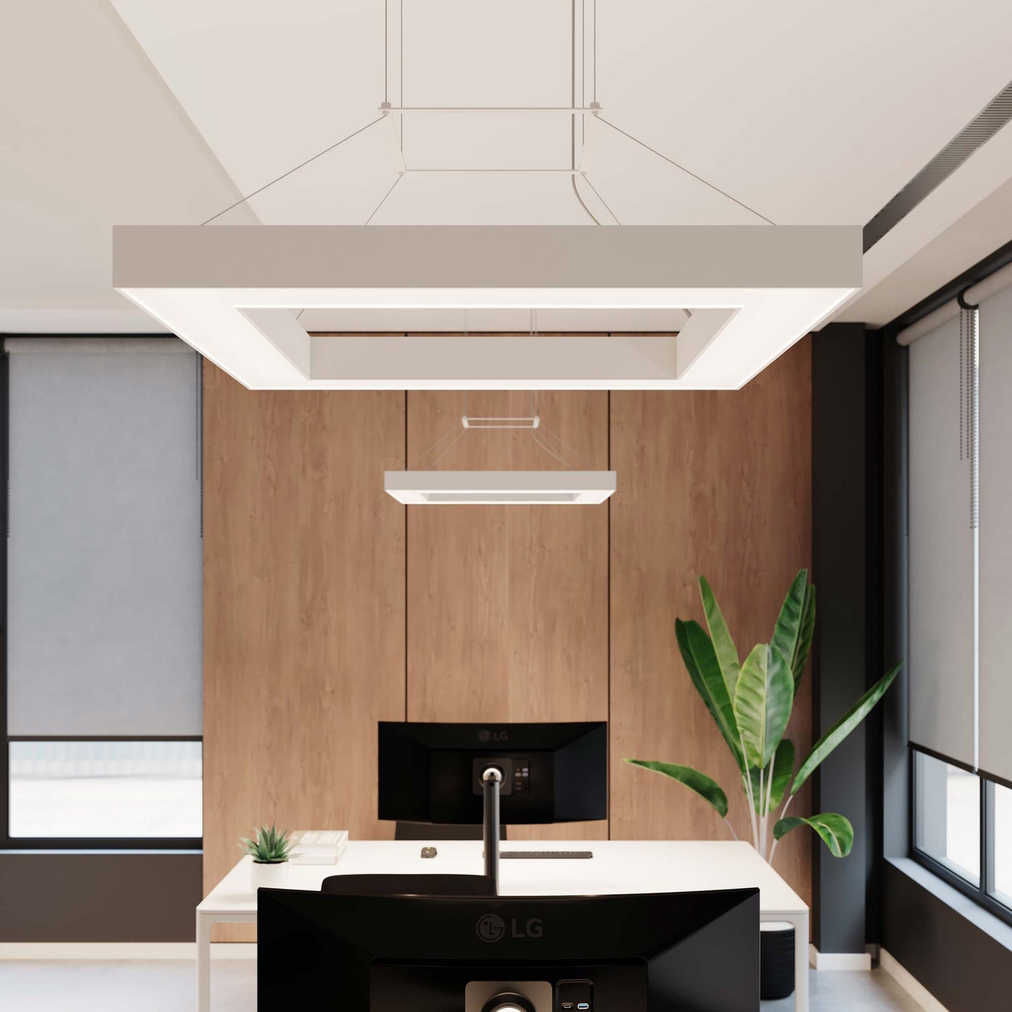 Pi Square LED Ring Pendant Light in office.