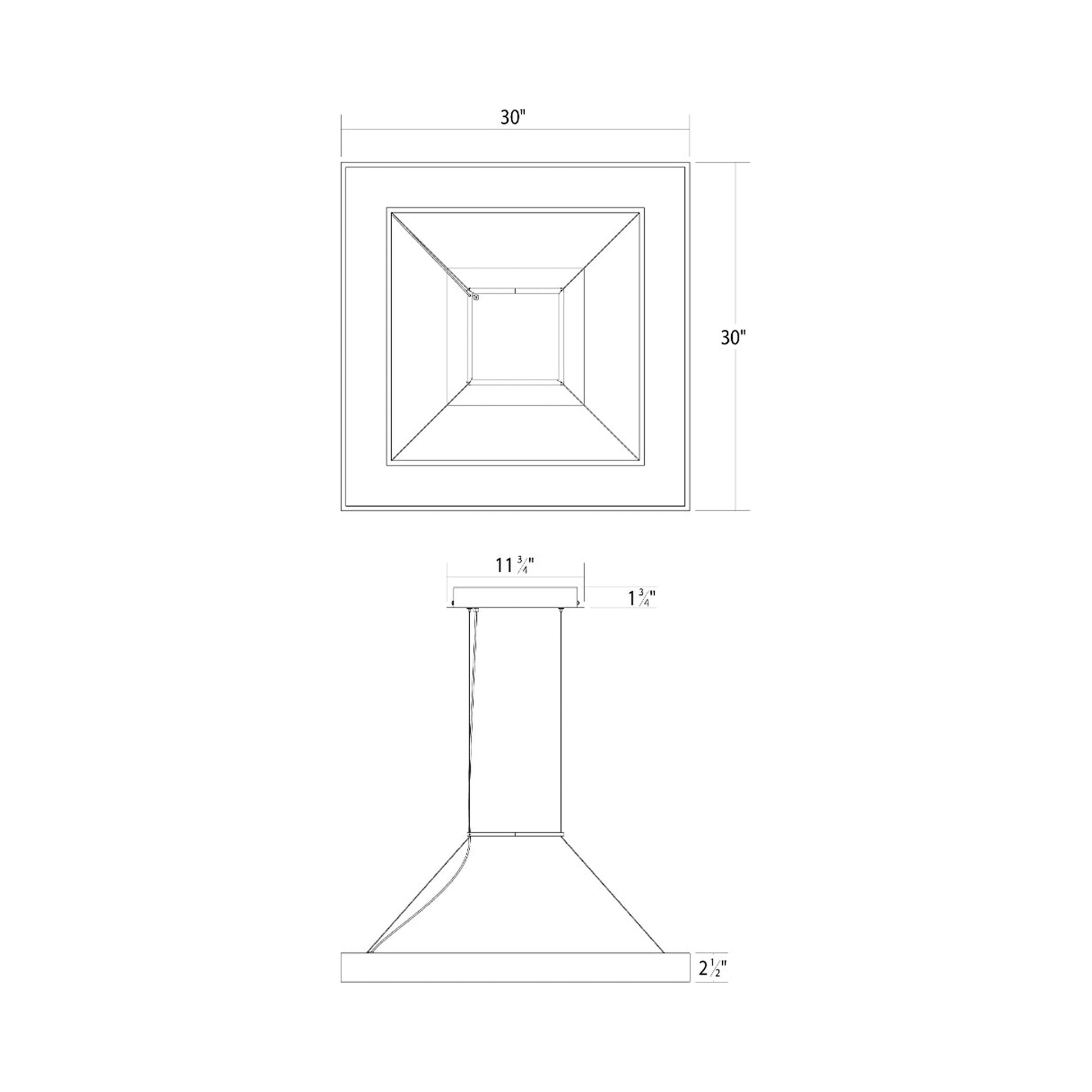 Pi Square LED Ring Pendant Light - line drawing.