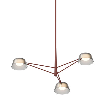 Ray LED Chandelier in Oxide Red (Smoked Etched/3-Light).
