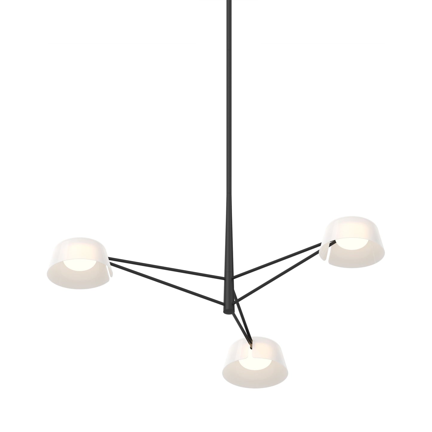 Ray LED Chandelier in Satin Black (Opal White/3-Light).