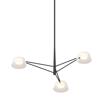 Ray LED Chandelier in Satin Black (Opal White/3-Light).