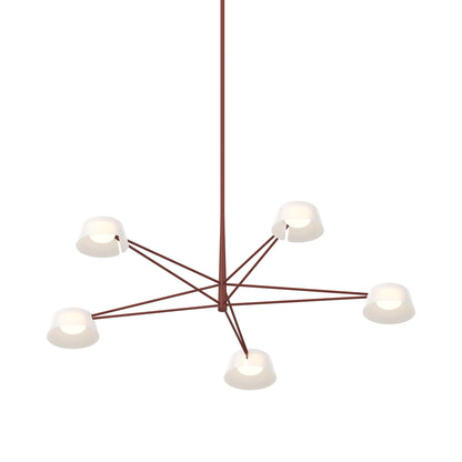 Ray LED Chandelier in Oxide Red (Opal White/5-Light).
