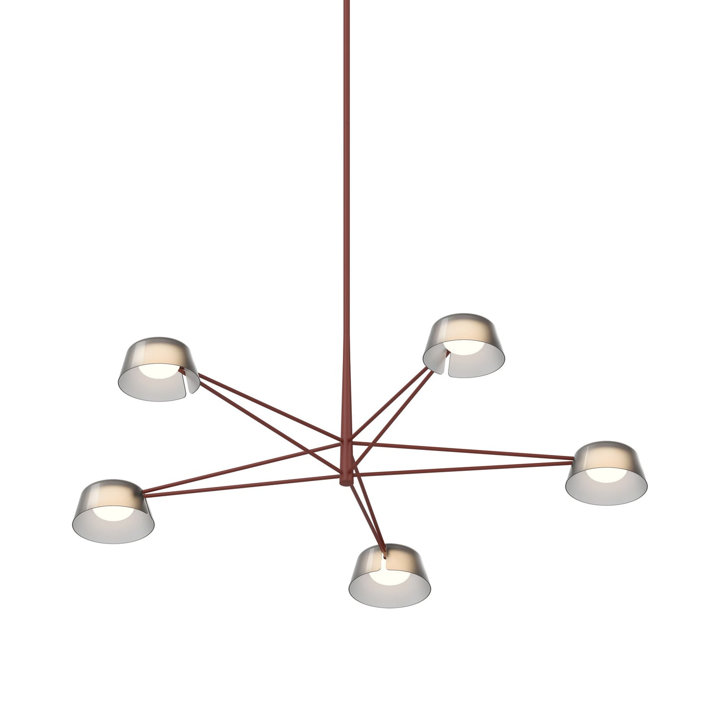 Ray LED Chandelier in Oxide Red (Smoked Etched/5-Light).