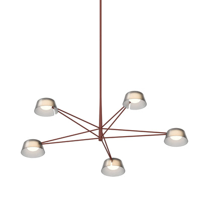 Ray LED Chandelier in Oxide Red (Smoked Etched/5-Light).