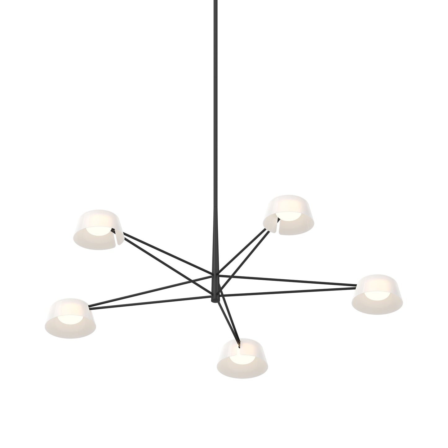 Ray LED Chandelier in Satin Black (Opal White/5-Light).