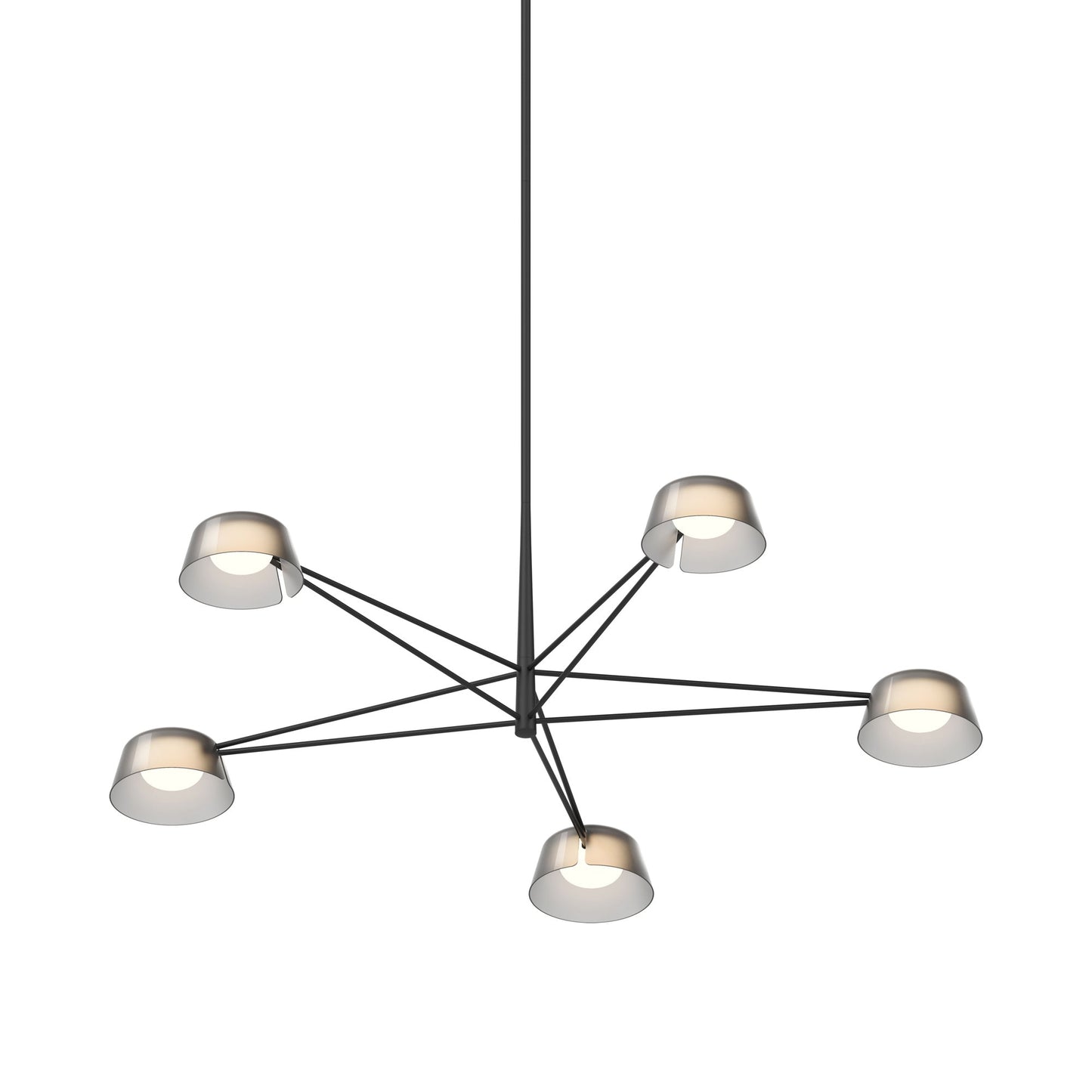 Ray LED Chandelier in Satin Black (Smoked Etched/5-Light).