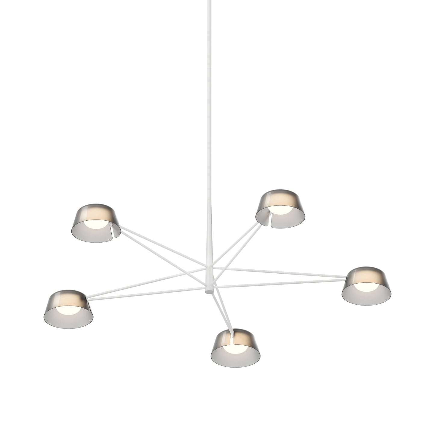 Ray LED Chandelier in Warm Gray (Smoked Etched/5-Light).