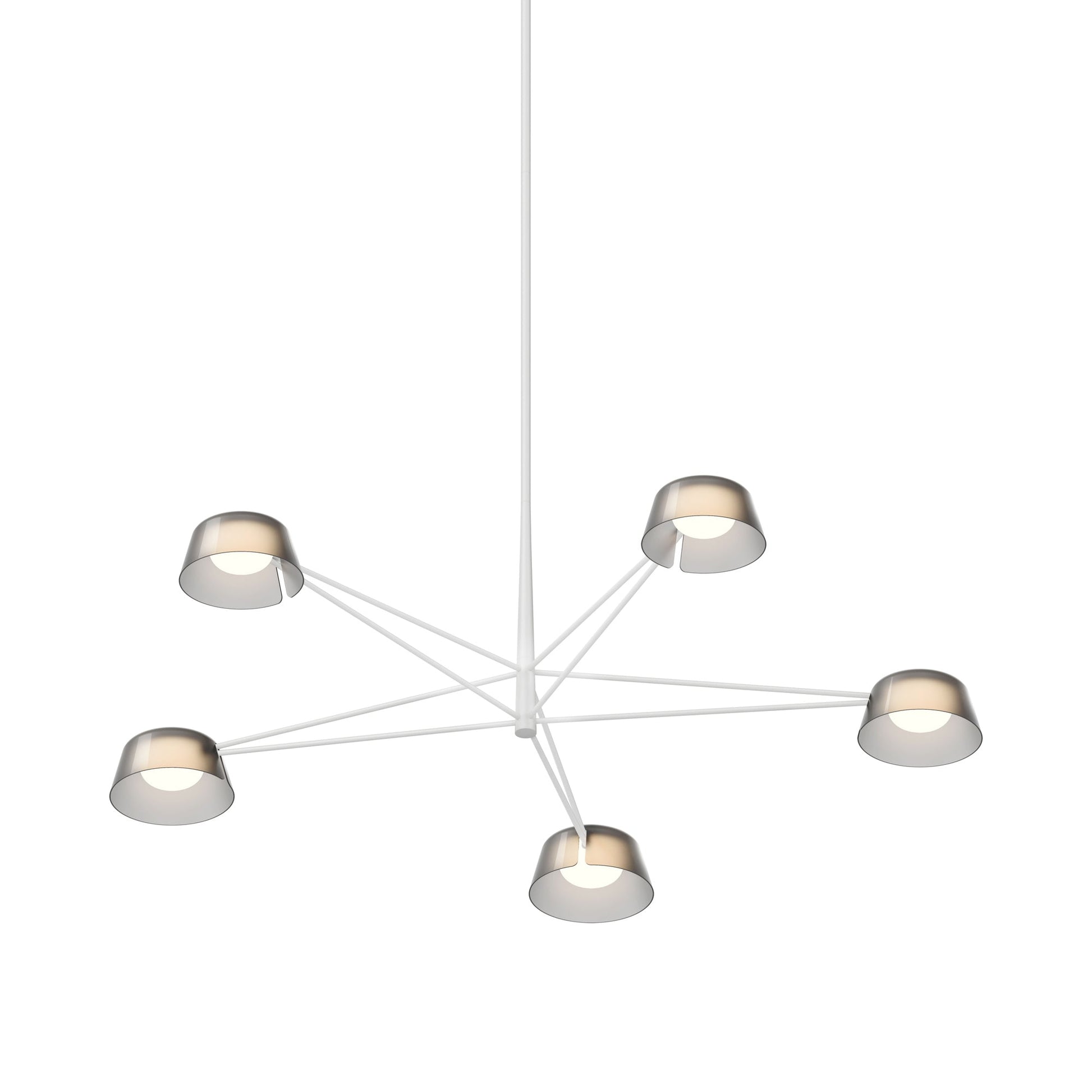 Ray LED Chandelier in Warm Gray (Smoked Etched/5-Light).