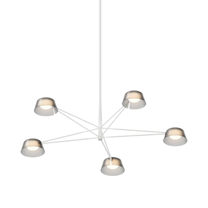 Ray LED Chandelier in Warm Gray (Smoked Etched/5-Light).
