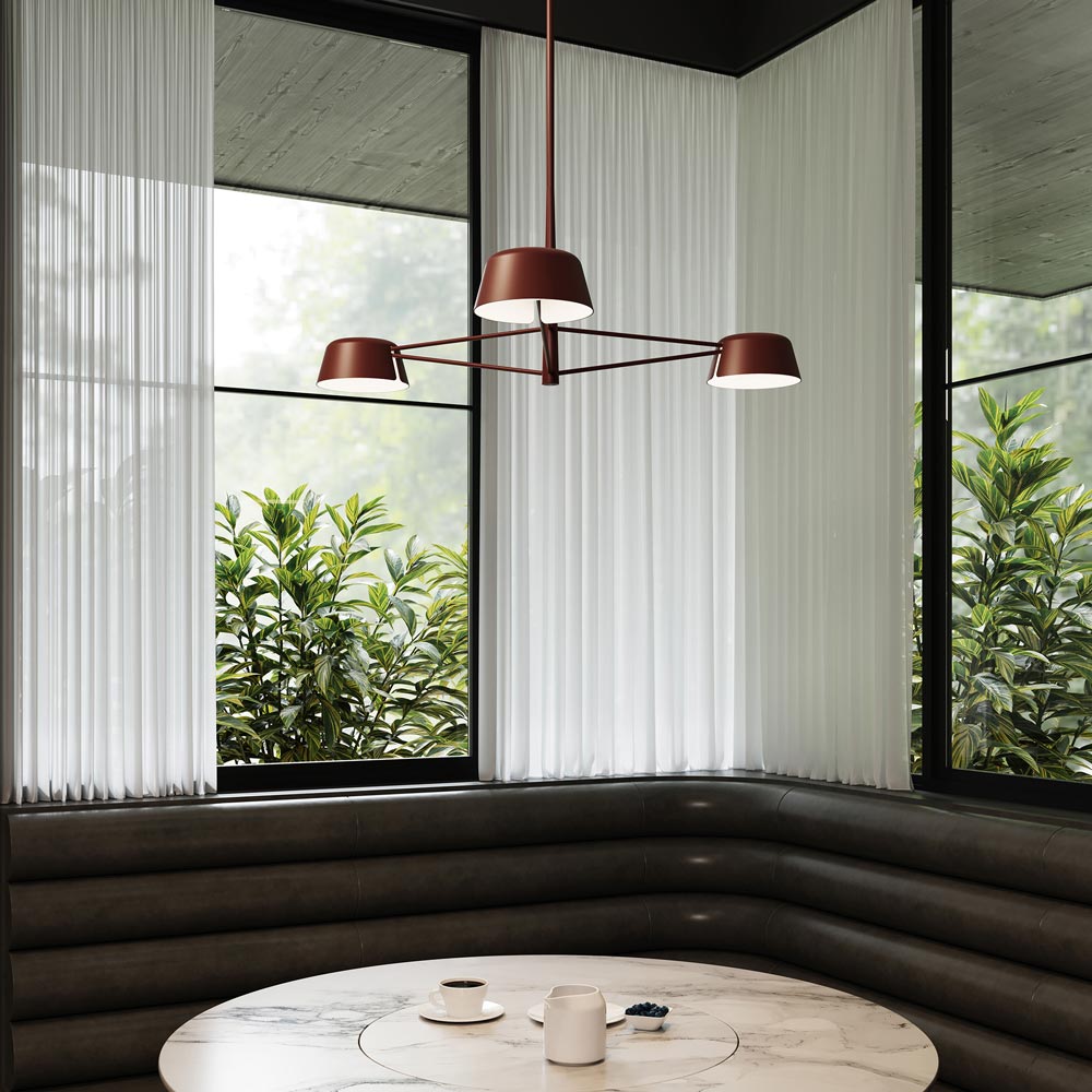 Ray LED Chandelier in dining room.