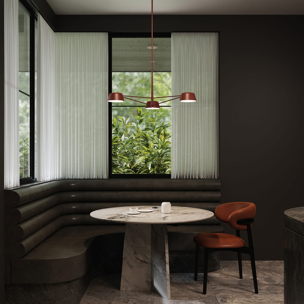 Ray LED Chandelier in dining room.