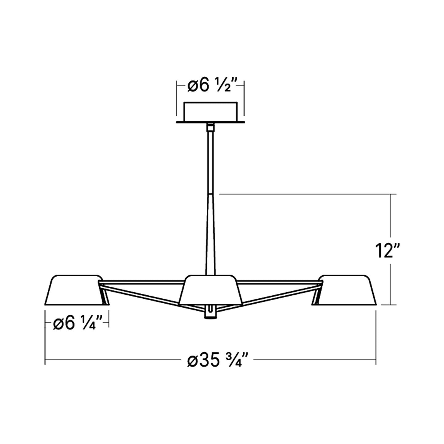 Ray LED Chandelier - line drawing.