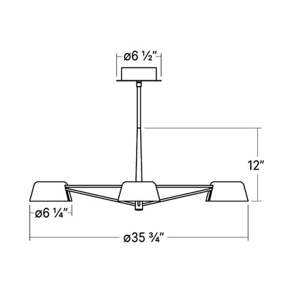 Ray LED Chandelier - line drawing.