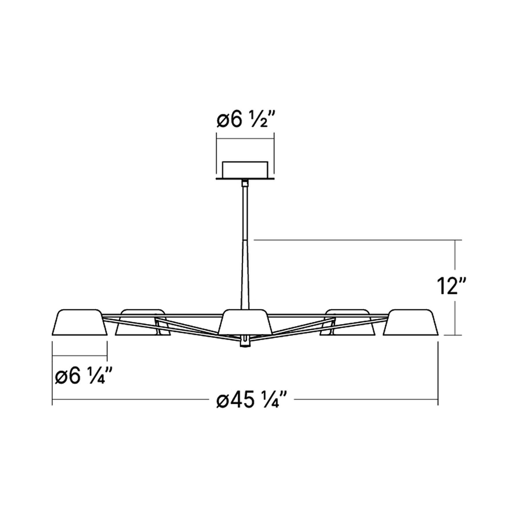 Ray LED Chandelier - line drawing.