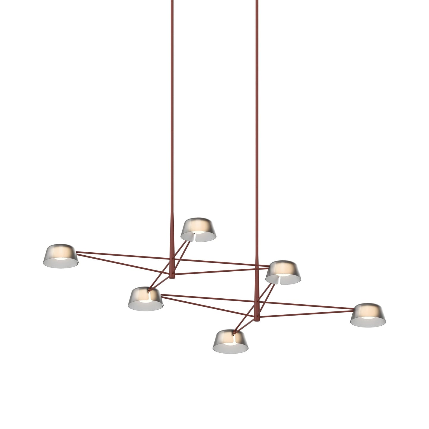 Ray Linear LED Chandelier in Oxide Red (Smoked Etched).