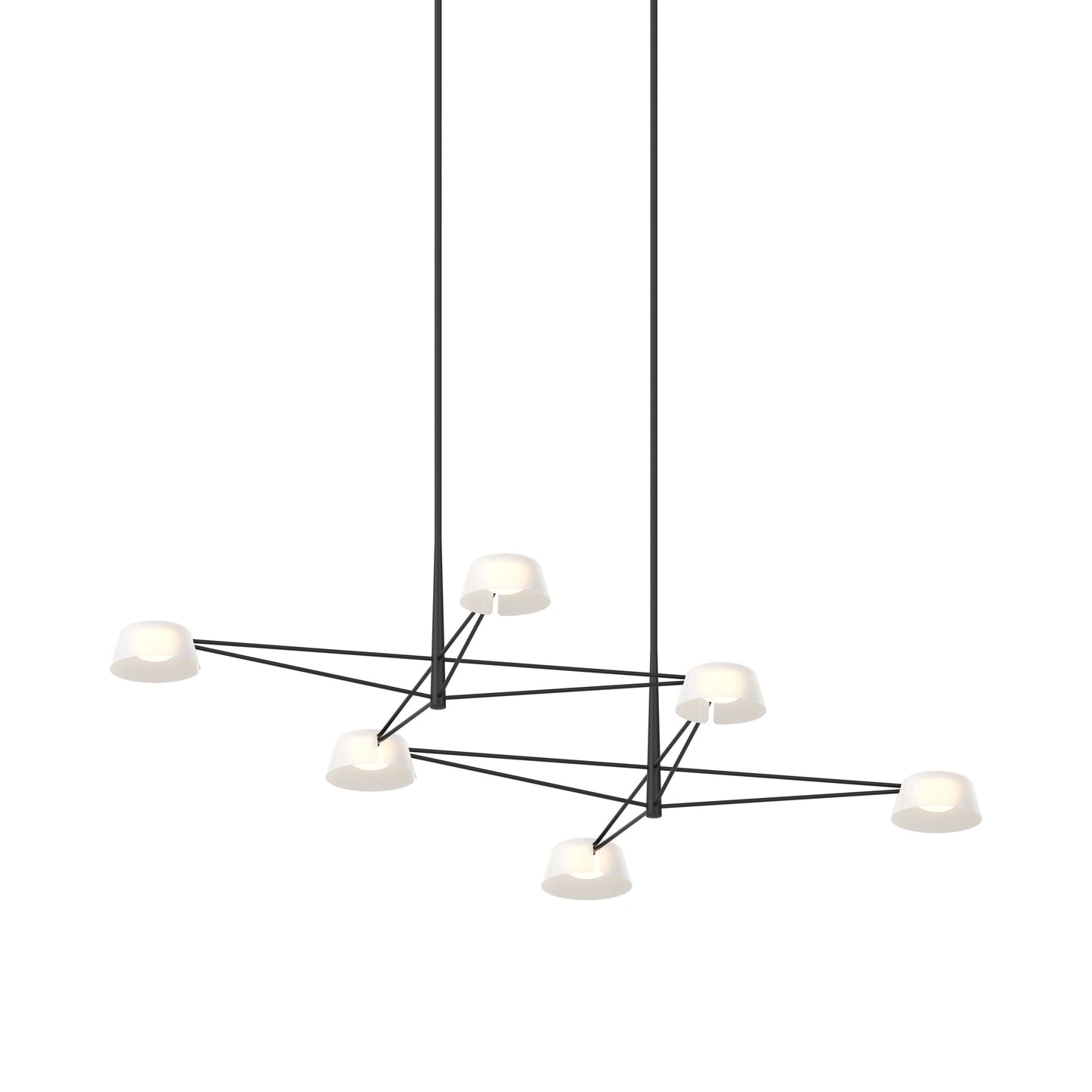 Ray Linear LED Chandelier in Satin Black (Opal White).