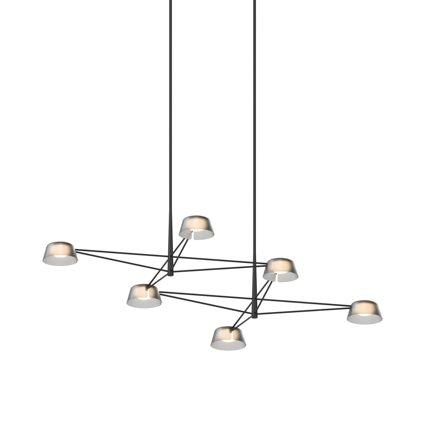 Ray Linear LED Chandelier in Satin Black (Smoked Etched).