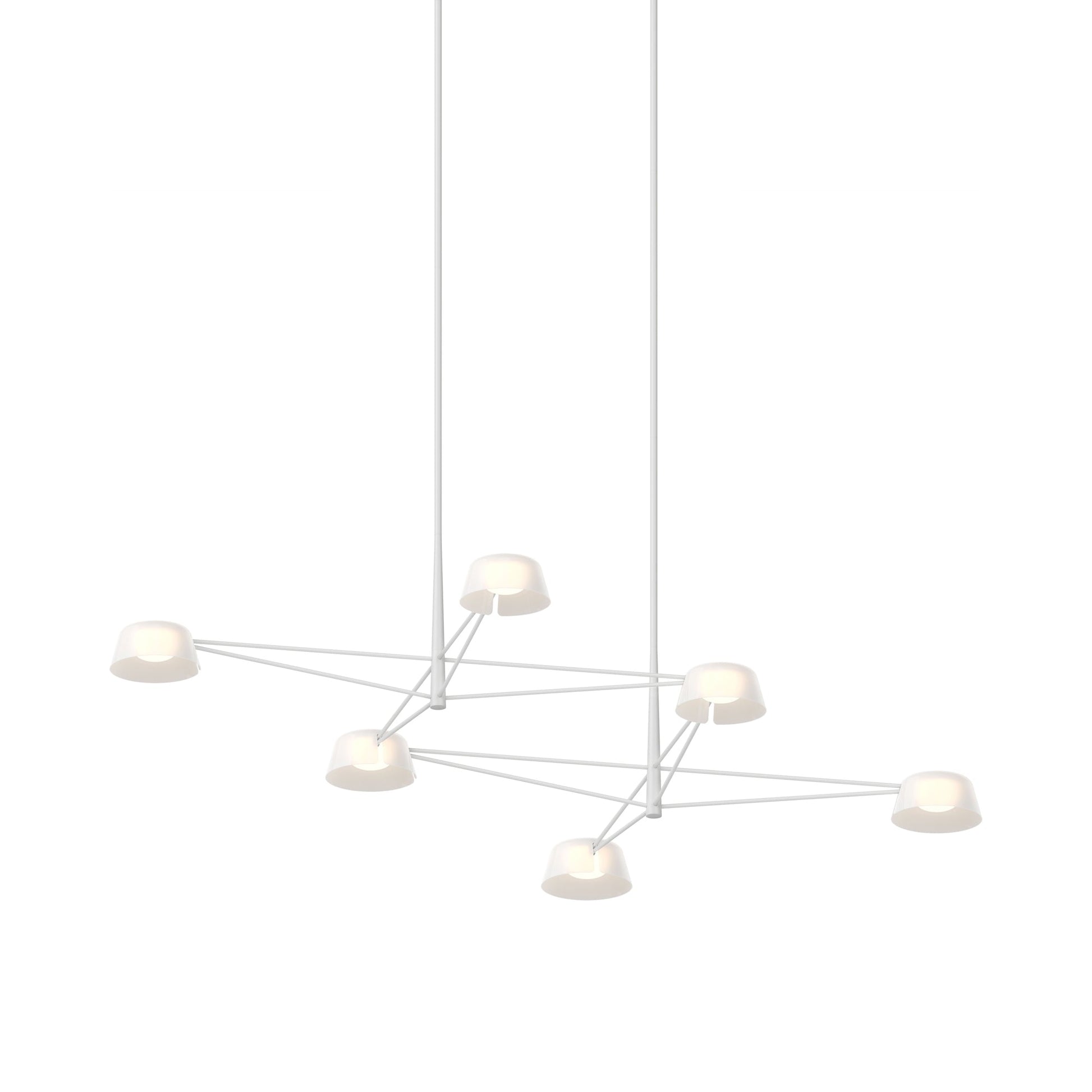 Ray Linear LED Chandelier in Warm Gray (Opal White).