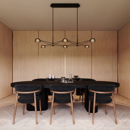 Ray Linear LED Chandelier in dining room.
