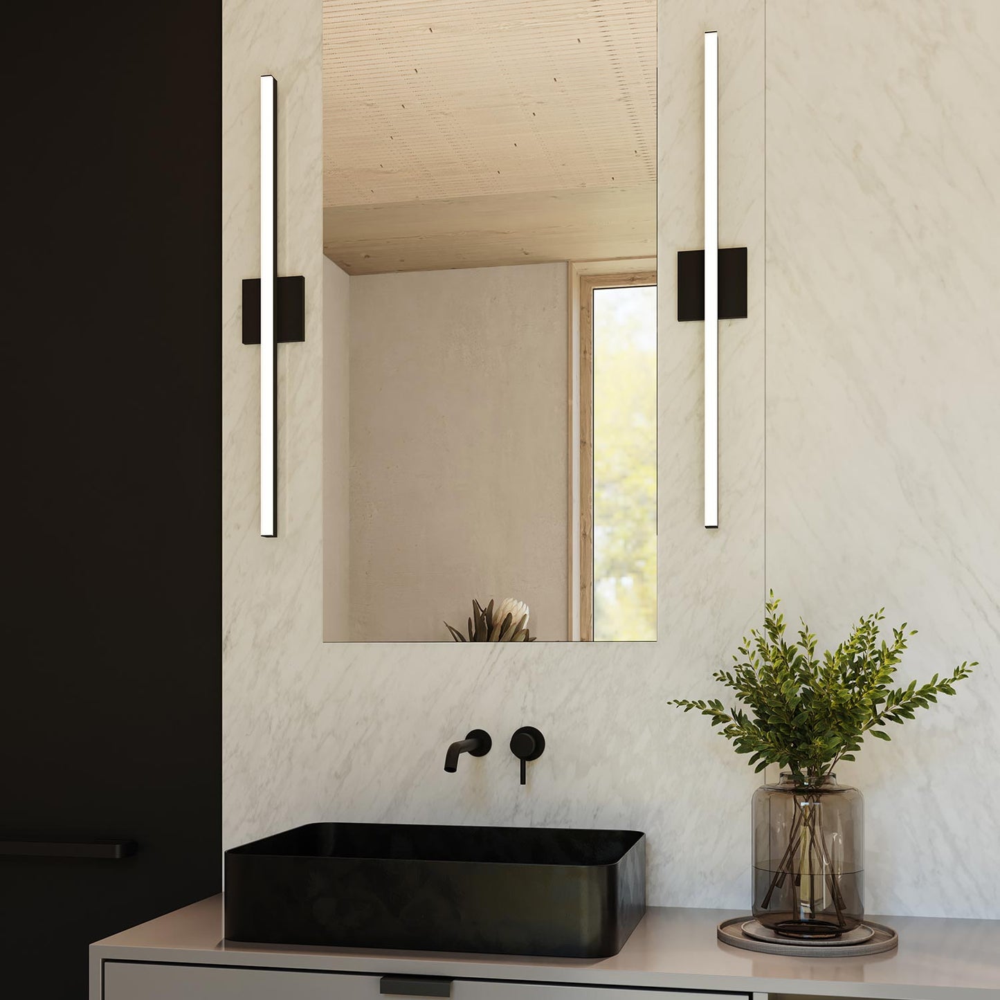 Stiletto LED Bath Vanity Light in bathroom.