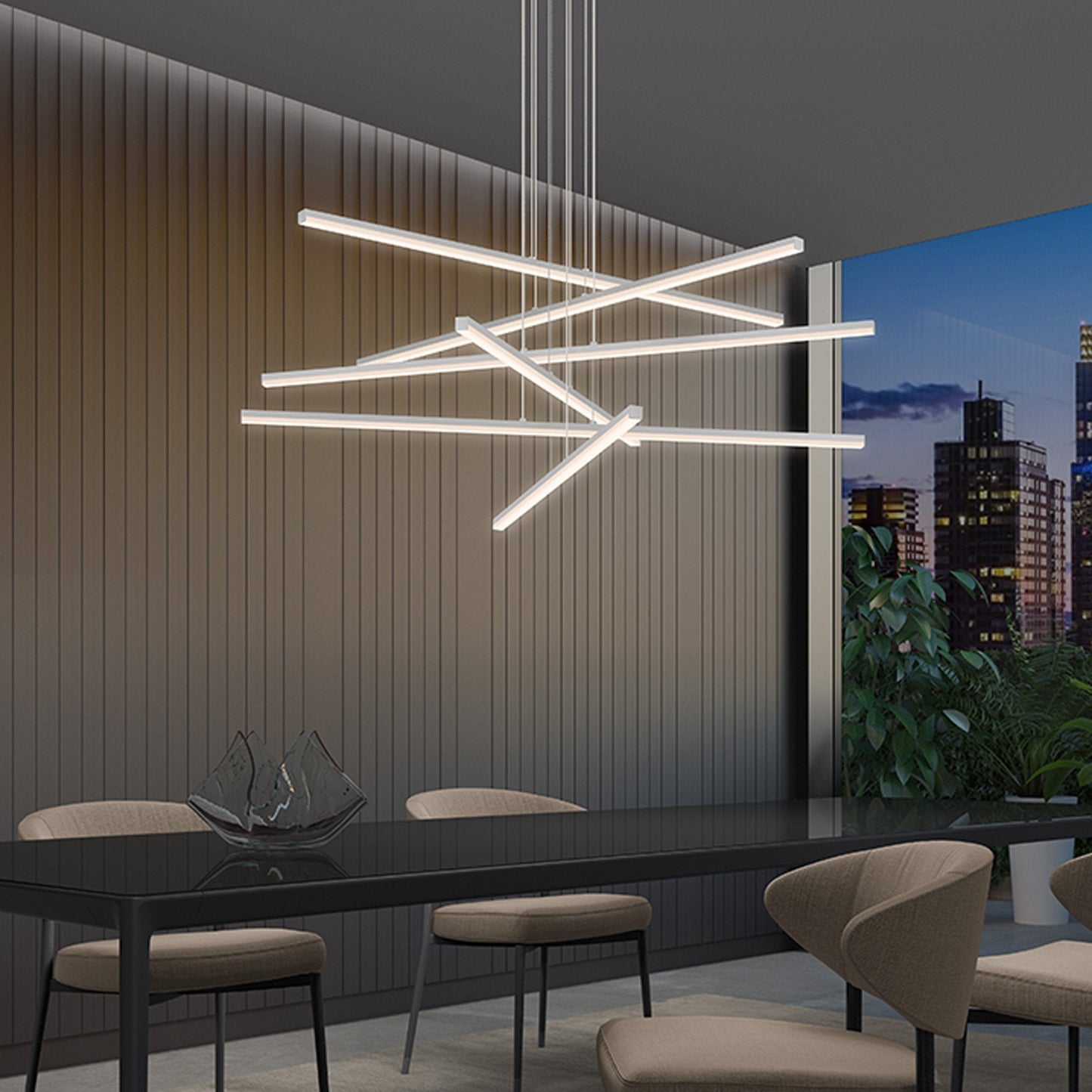 Stix LED Pendant Light in dining room.