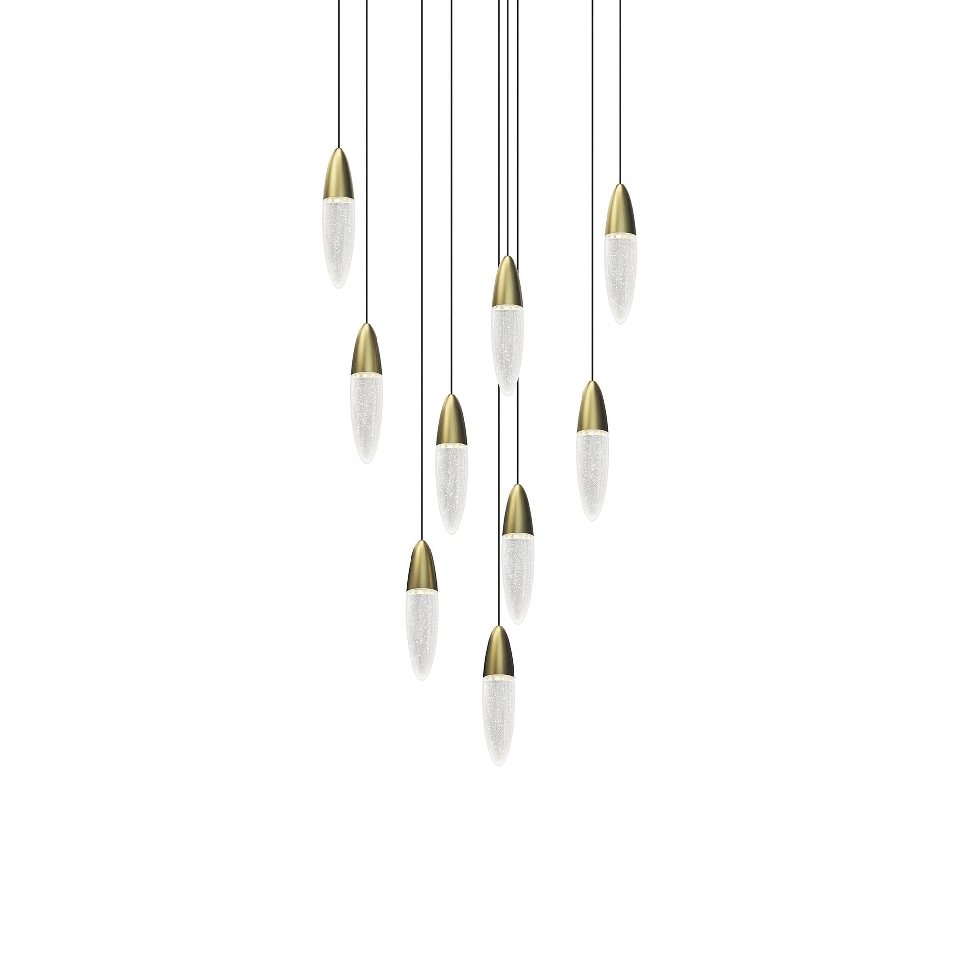 Sultana LED Chandelier in Satin Brass/White Canopy (9-Light).