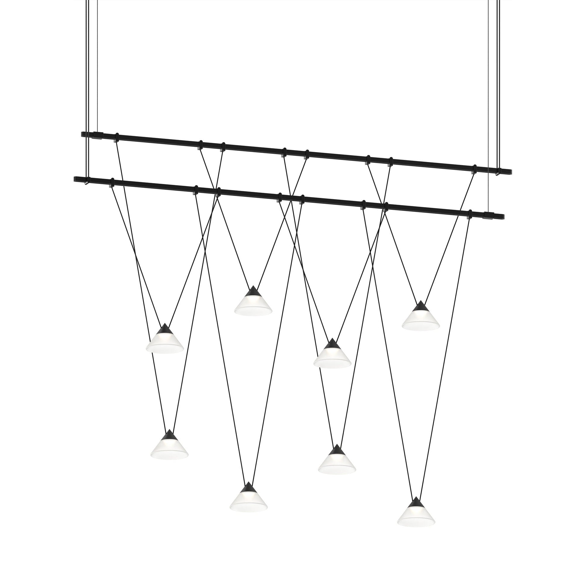 Suspenders® 1-Tier Linear Etched Glass Cone LED Chandelier.