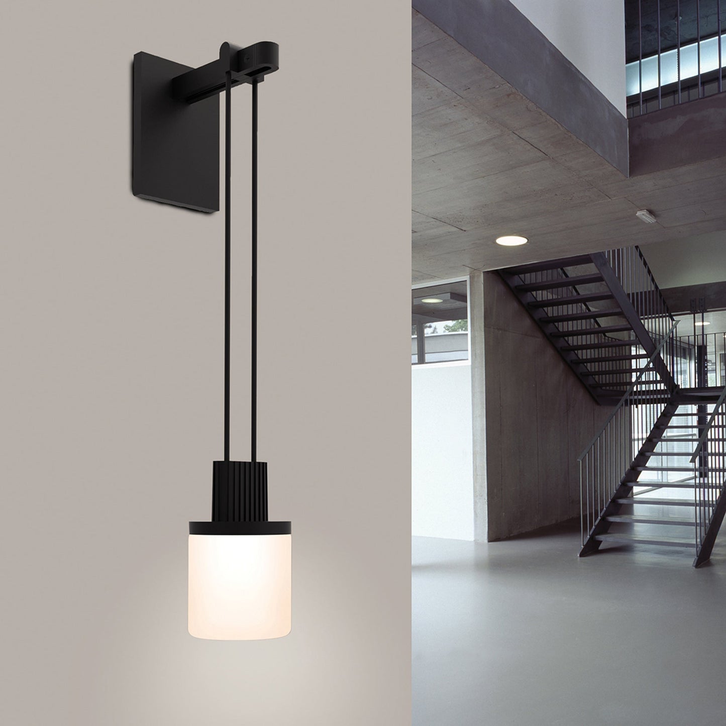 Suspenders® Mini Single LED Wall Light in living room.
