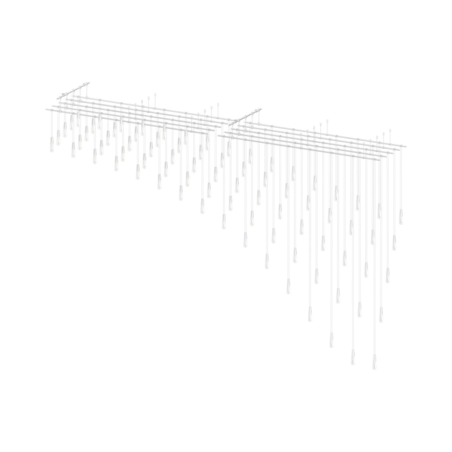 Suspenders® Parallels Etched Teardrop LED Chandelier in Satin White.