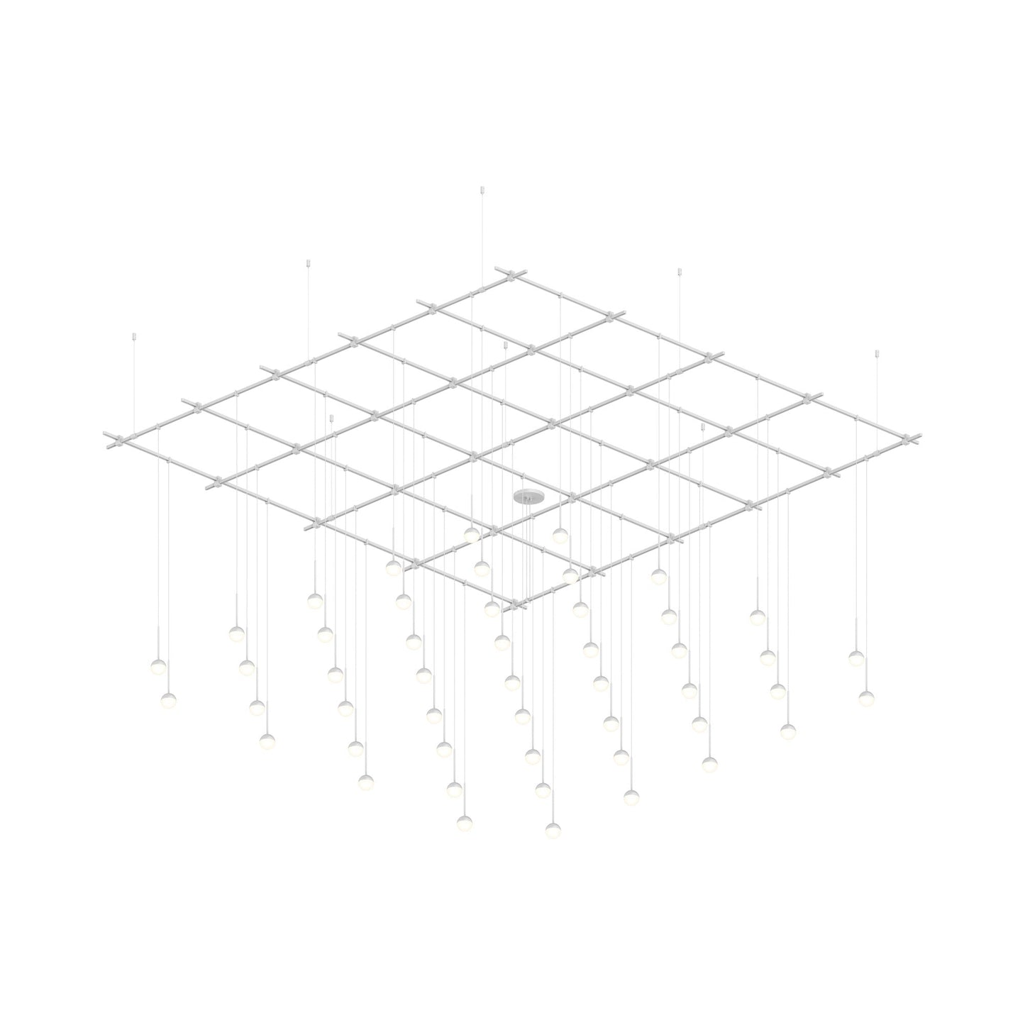 Suspenders® Square Gridscape Monoline Domed Ball LED Chandelier.