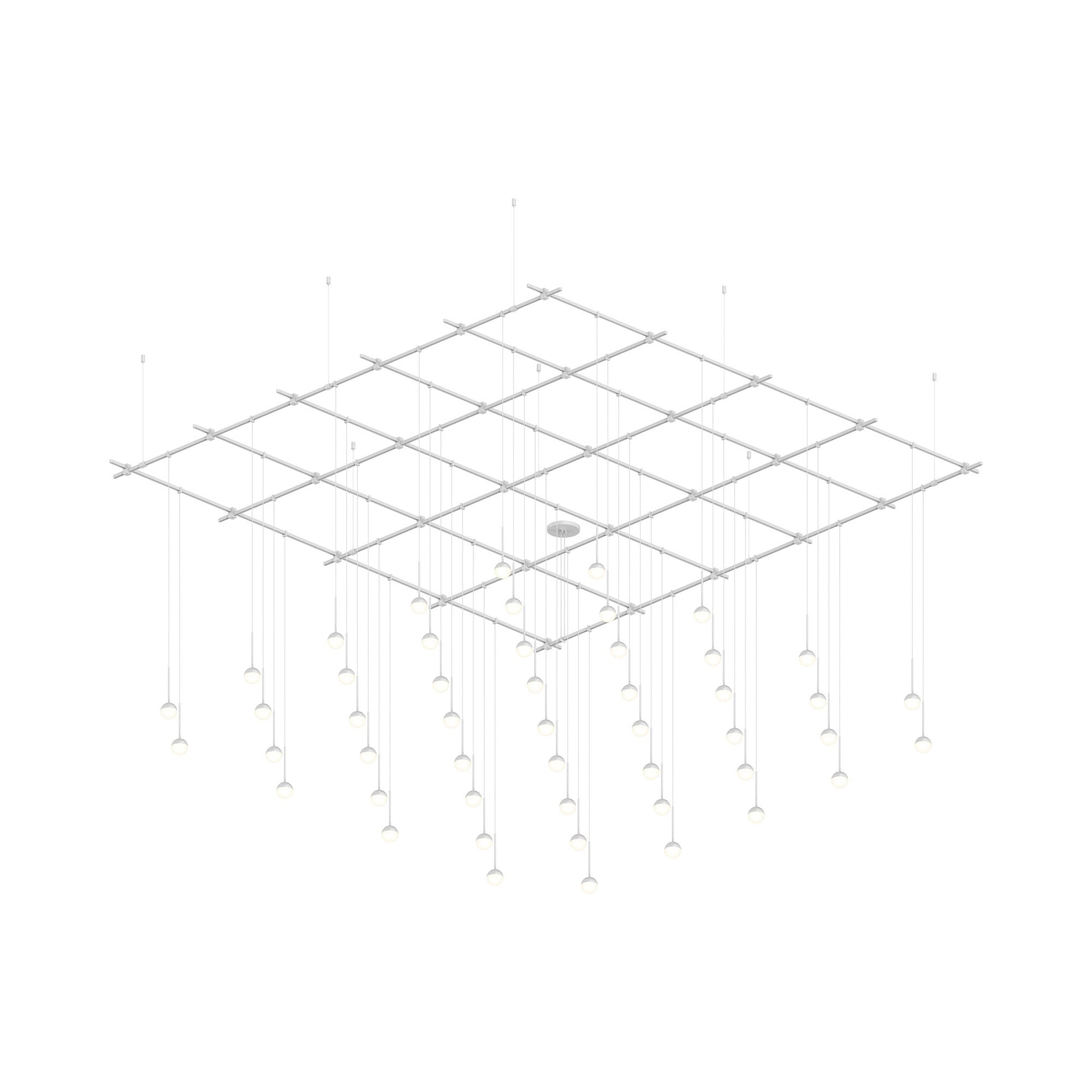 Suspenders® Square Gridscape Monoline Domed Ball LED Chandelier.