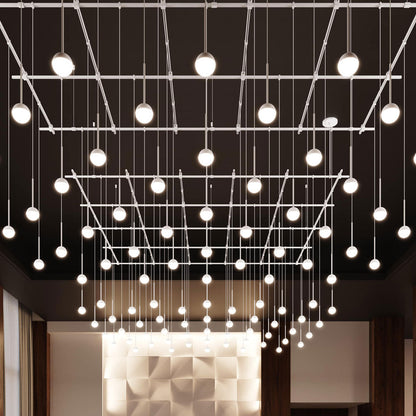 Suspenders® Square Gridscape Monoline Domed Ball LED Chandelier in Detail.