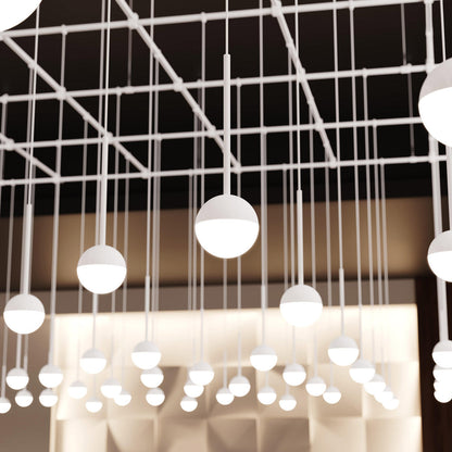 Suspenders® Square Gridscape Monoline Domed Ball LED Chandelier in Detail.