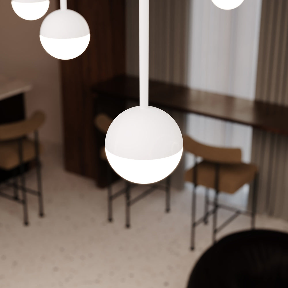 Suspenders® Square Gridscape Monoline Domed Ball LED Chandelier in Detail.