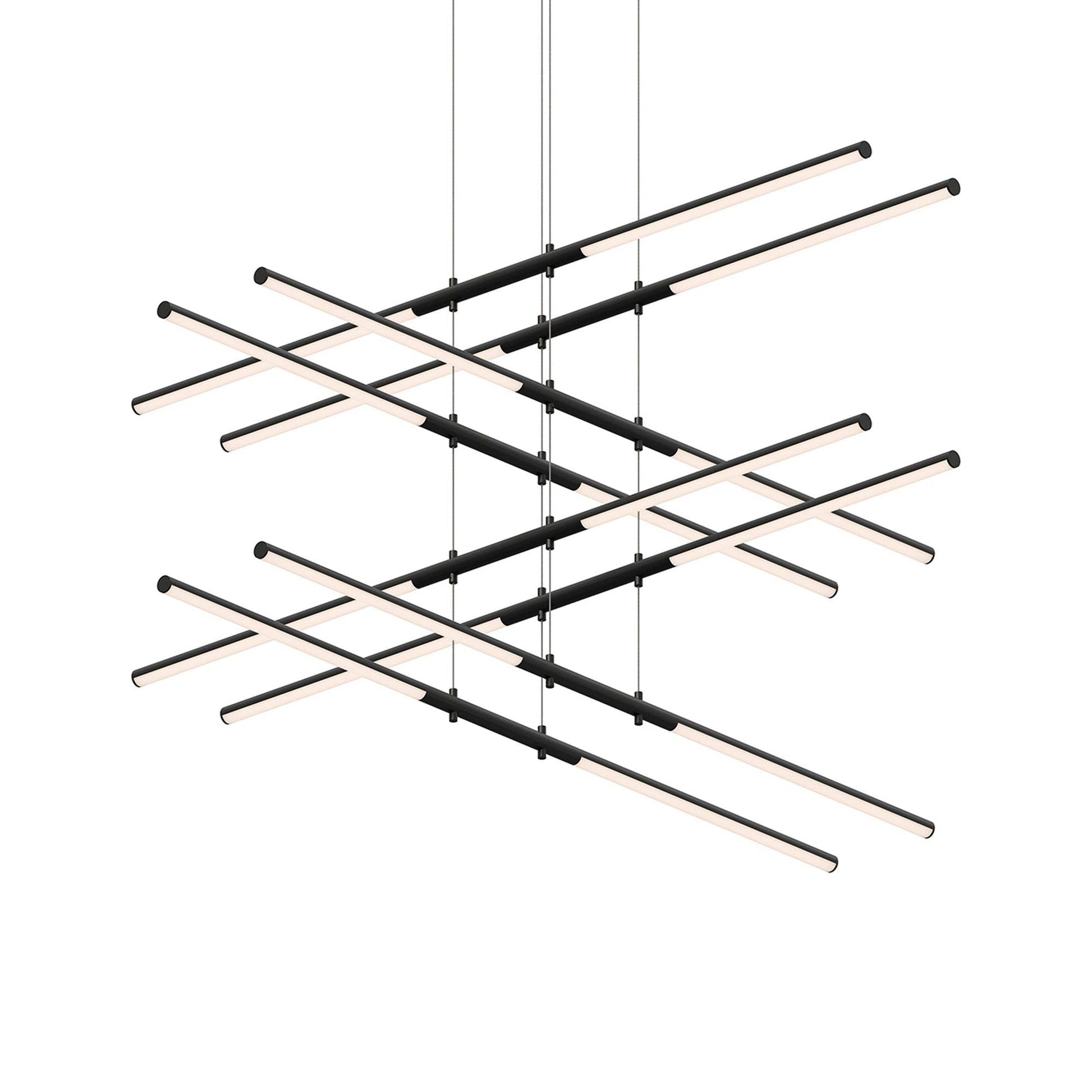 Tik-Tak™ Tiered LED Pendant Light in Satin Black (16-Light).