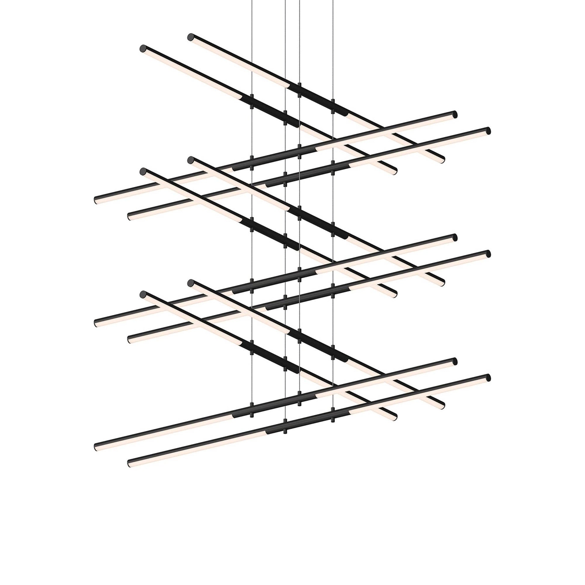 Tik-Tak™ Tiered LED Pendant Light in Satin Black (24-Light).