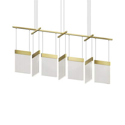 V Panels Bar LED Pendant Light in Brass.