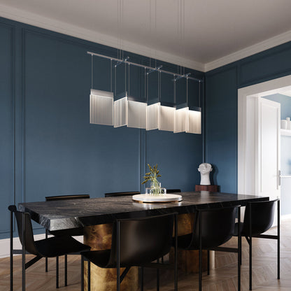 V Panels Bar LED Pendant Light in living room.