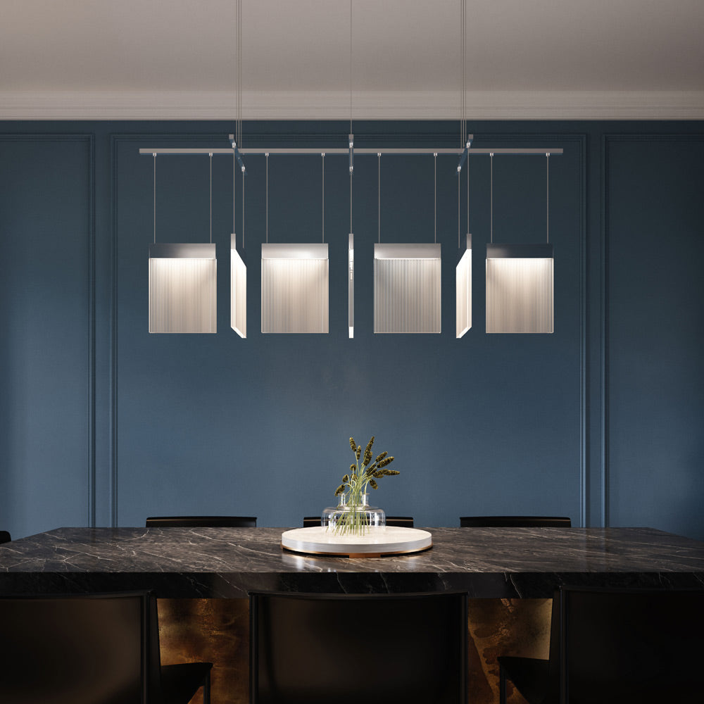 V Panels Bar LED Pendant Light in living room.