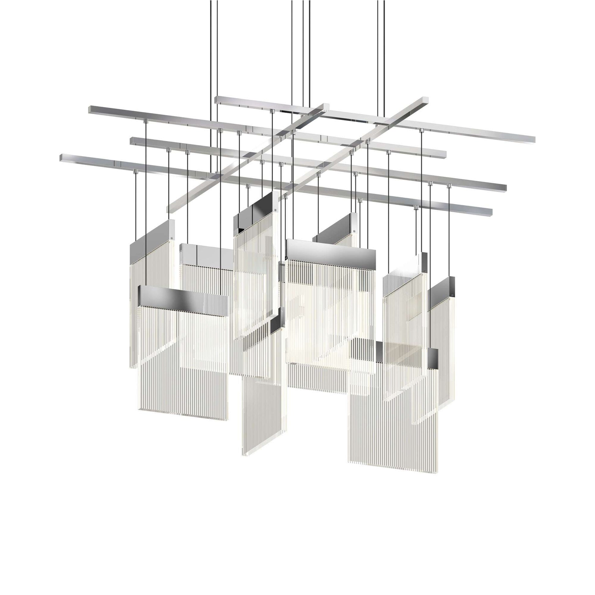 V Panels Large Intersections LED Pendant Light in Polished Chrome.