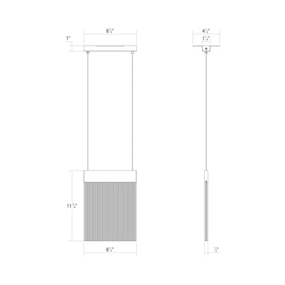 V Panels LED Pendant Light - line drawing.
