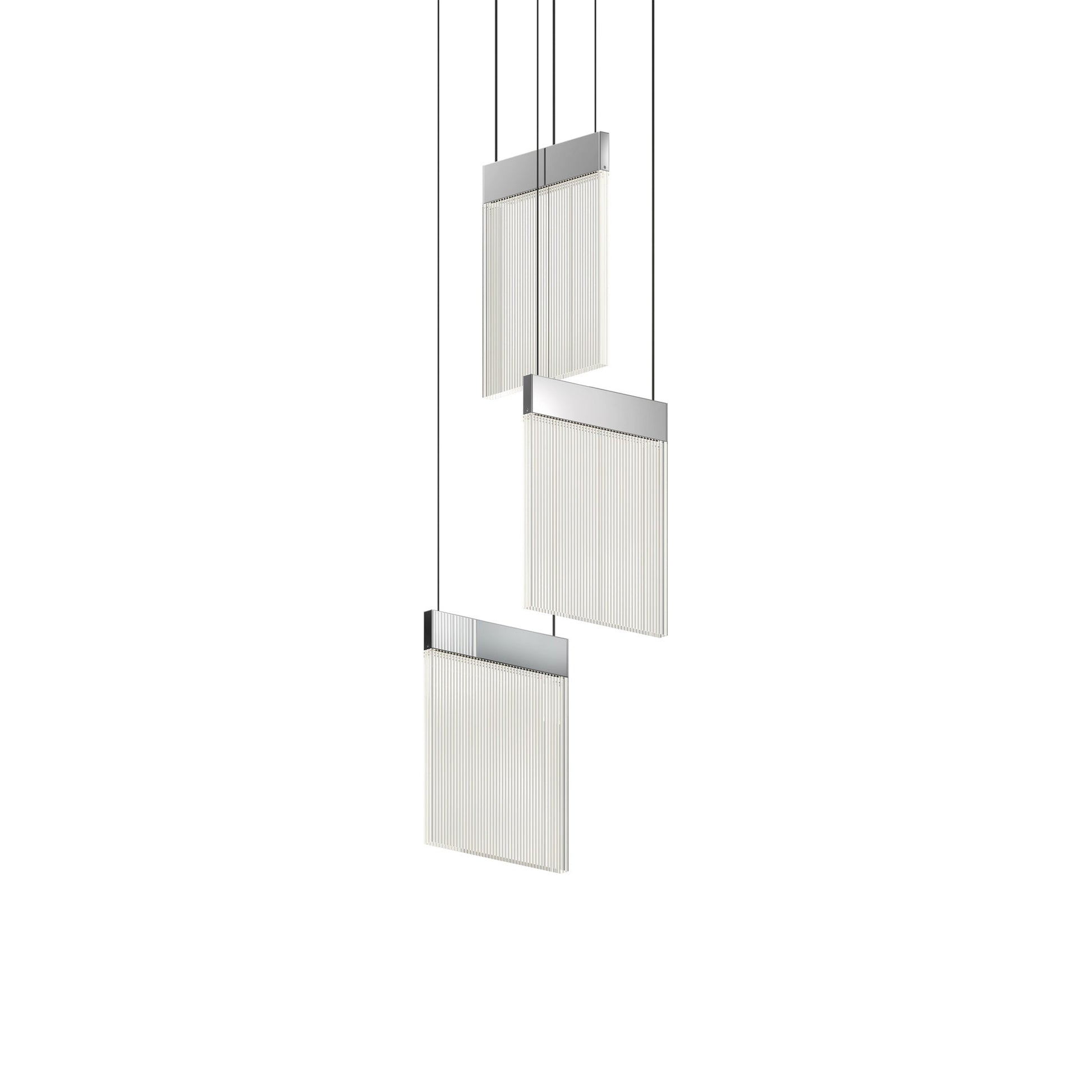V Panels Multi Light LED Pendant Light in Polished Chrome (3-Light).