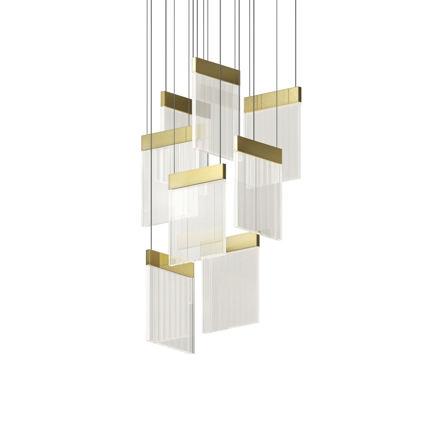 V Panels Multi Light LED Pendant Light in Brass (8-Light).