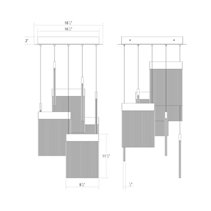 V Panels Multi Light LED Pendant Light - line drawing.
