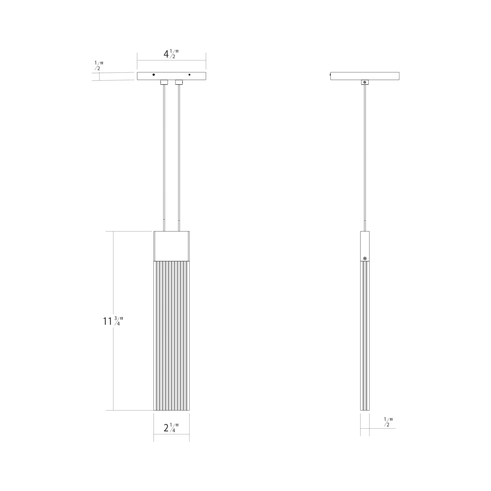 V Panels Thin LED Pendant Light - line drawing.