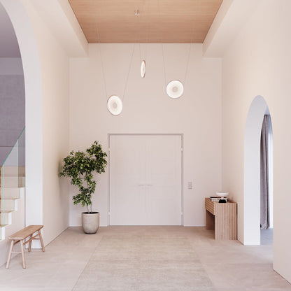 Yo Coin LED Pendant Light in hallway.